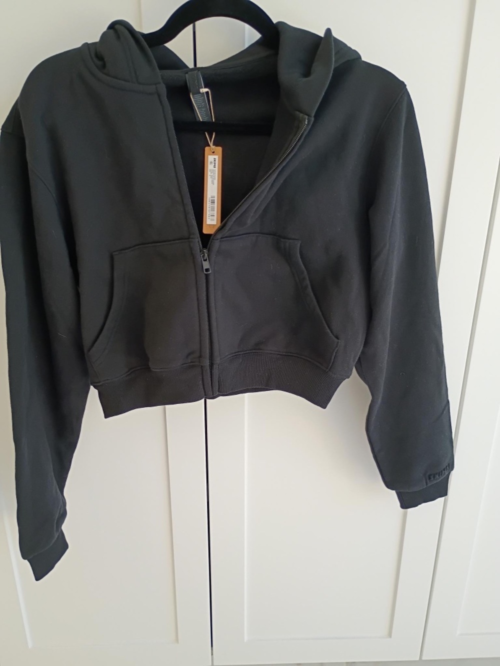SKIMS COTTON FLEECE CROPPED W/HOODIE M NWT
